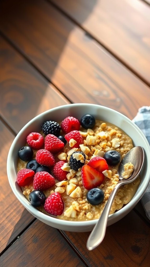 Nutty High-Protein Oatmeal with Berries